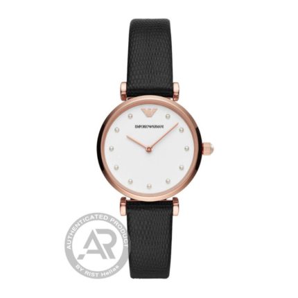 Emporio Armani Gianni T-Bar Black Leather Strap AR11270