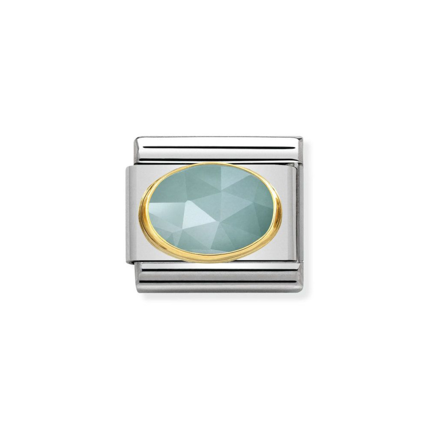 NOMINATION COMPOSABLE CLASSIC LINK IN 18K GOLD WITH LIGHT BLUE JADE 030515/04