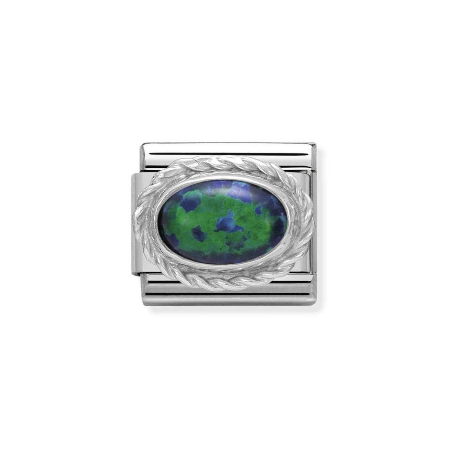 NOMINATION COMPOSABLE CLASSIC LINK IN STERLING SILVER WITH GREEN OPAL 330503/26