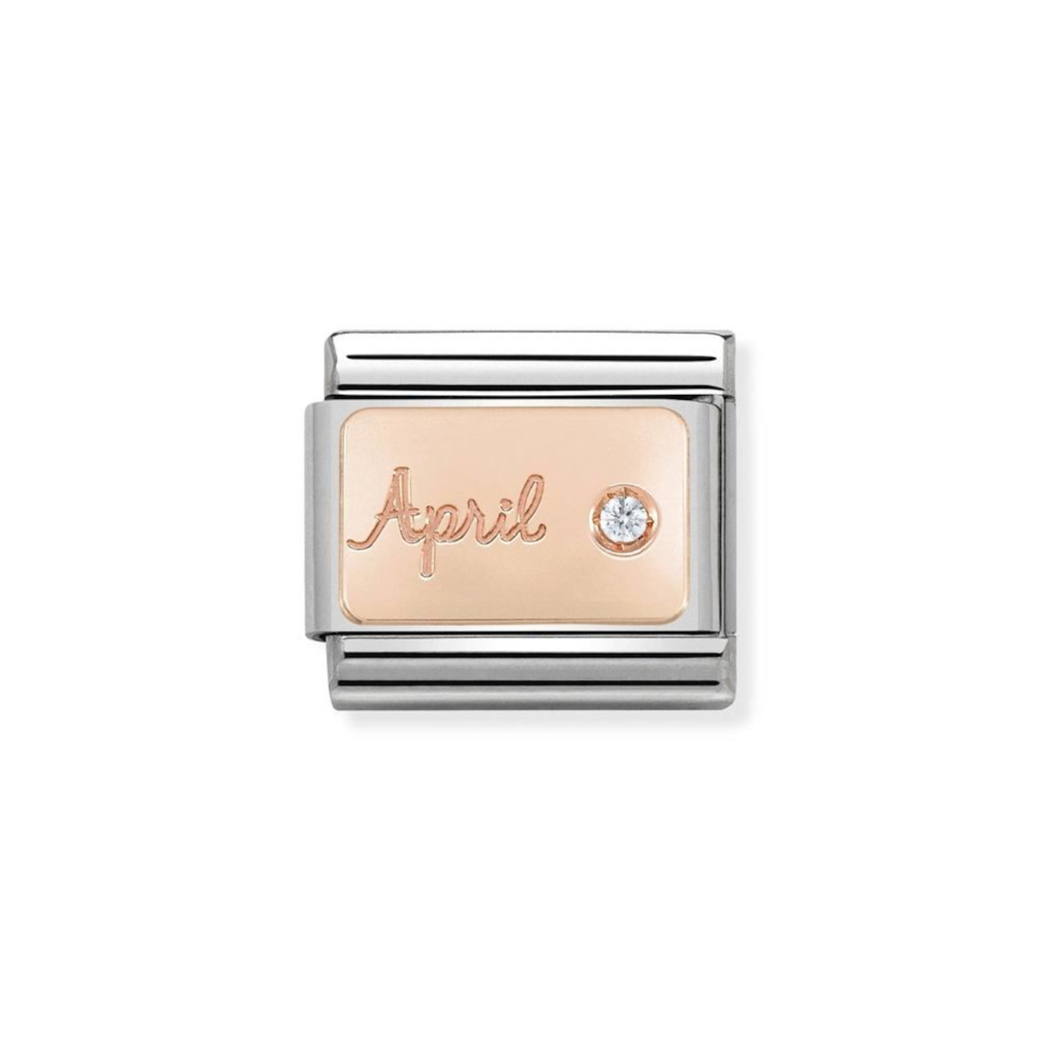 NOMINATION COMPOSABLE CLASSIC LINK APRIL WITH DIAMOND IN 9K ROSE GOLD 430508/04