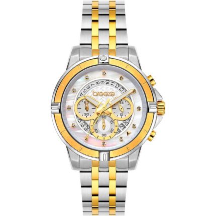 Breeze Divinia Crystals Two Tone Stainless Steel Bracelet Chronograph 712311.2