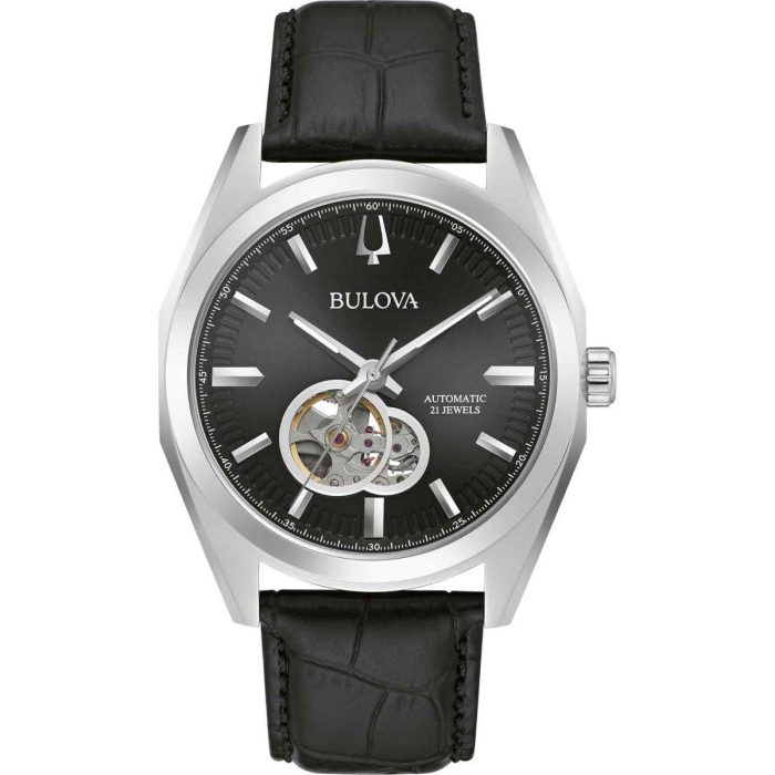 Bulova Surveyor Automatic Black Leather Strap 96A273