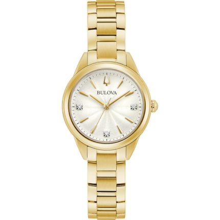 Bulova Sutton Diamonds Gold Stainless Steel Bracelet 97P150