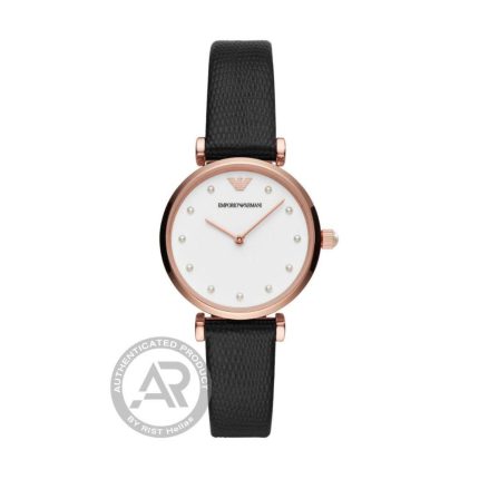 Emporio Armani Gianni T-Bar Black Leather Strap AR11270