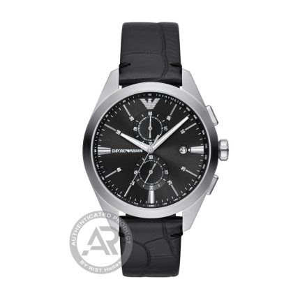 Emporio Armani Claudio Black Leather Strap Chronograph AR11542