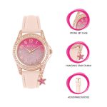 Tikkers Crystals Pink Leather Strap Gift Set ATK1062