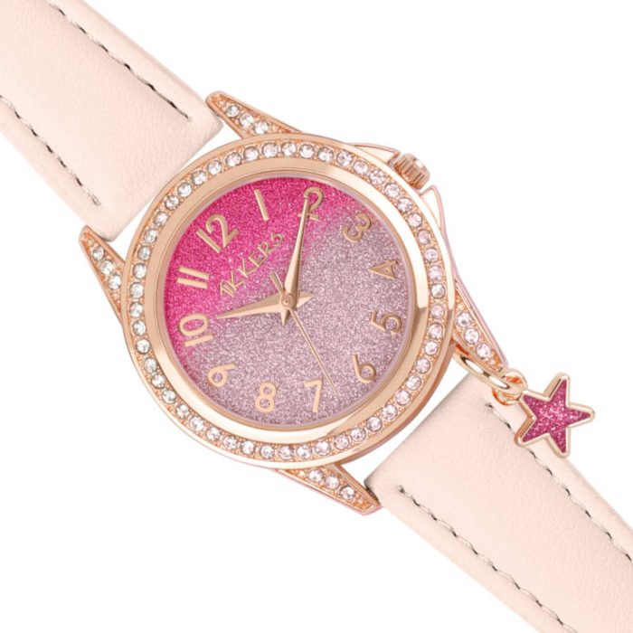 Tikkers Crystals Pink Leather Strap Gift Set ATK1062