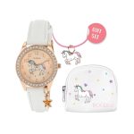 Tikkers Unicorn Crystals White Leather Strap Gift Set ATK1063