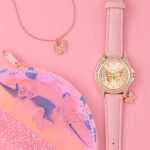 Tikkers Butterfly Crystals Pink Leather Strap Gift Set ATK1086