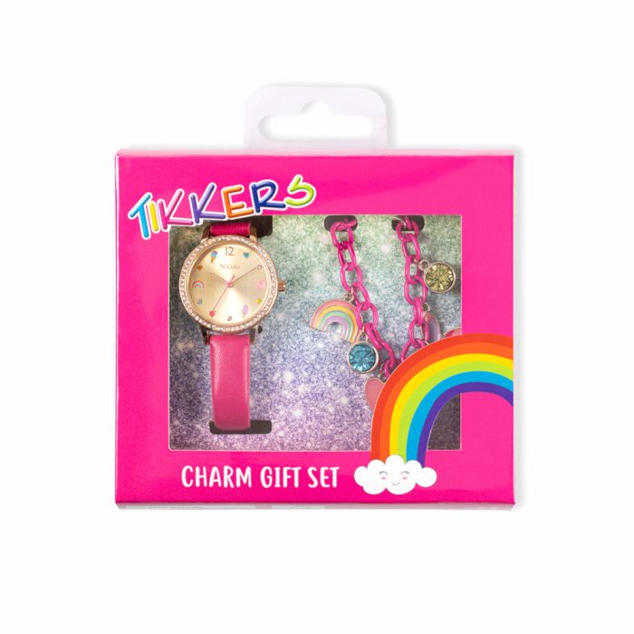 Tikkers Rainbow Crystals Fuchsia Leather Strap Gift Set ATK1089