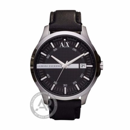 Armani Exchange Hampton Stainless Steel Black Leather Strap AX2101