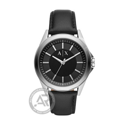 Armani Exchange Drexler Stainless Steel Black Leather Strap AX2621