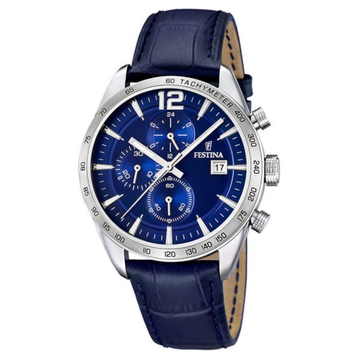 Festina Blue Leather Strap Chronograph F16760/3