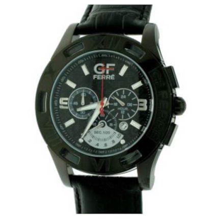 Gf Ferre Jumbo Black Steel Xl Case Black Leather Strap GF.9607J/05