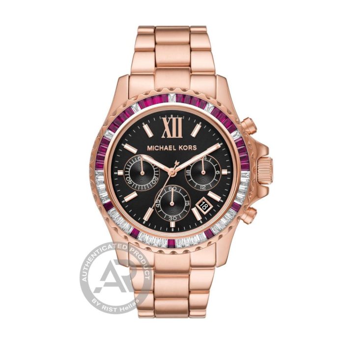 Michael Kors Everest Crystals Rose Gold Stainless Steel Bracelet Chronograph MK6972