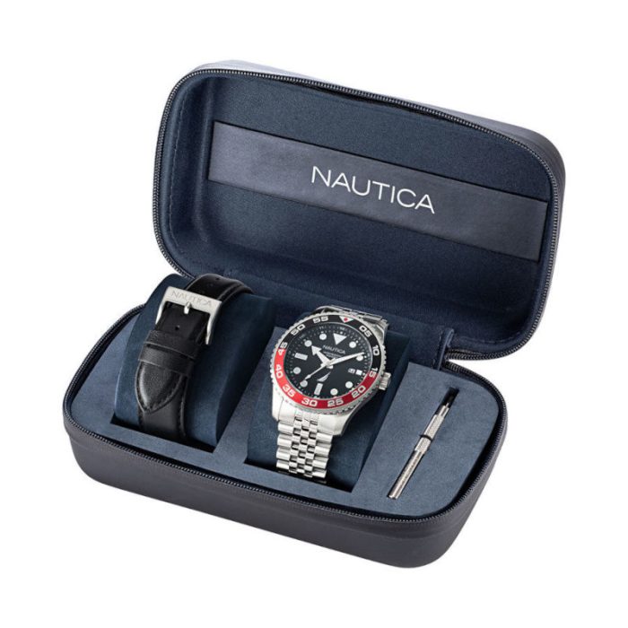 Nautica Pacific Beach Silver Stainless Steel Bracelet Box Set NAPPBF145