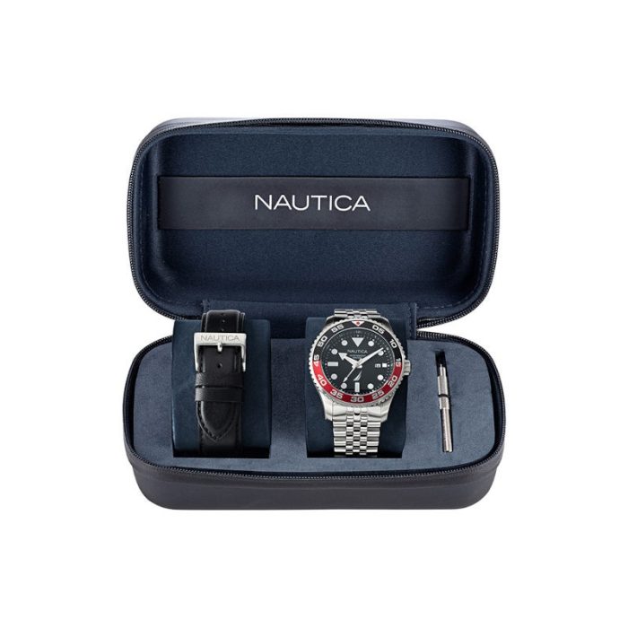 Nautica Pacific Beach Silver Stainless Steel Bracelet Box Set NAPPBF145