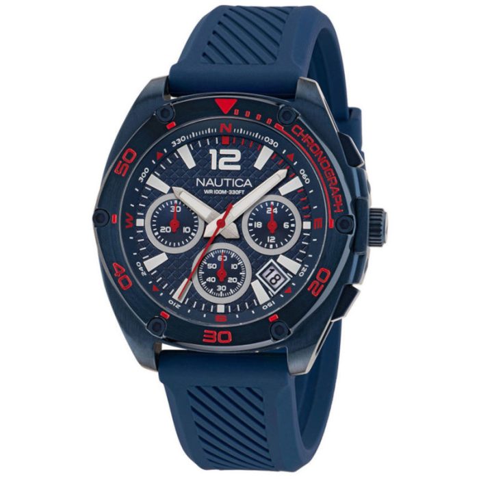 Nautica Tin Can Bay Blue Silicone Strap Chronograph NAPTCS303