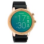 Oozoo Rose Gold Black Stainless Steel Bracelet Smartwatch Q00308