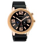 Oozoo Rose Gold Black Stainless Steel Bracelet Smartwatch Q00308