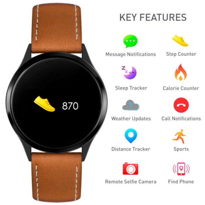 Reflex Active Series 04 Brown Leather Strap Smartwatch RA04-1000