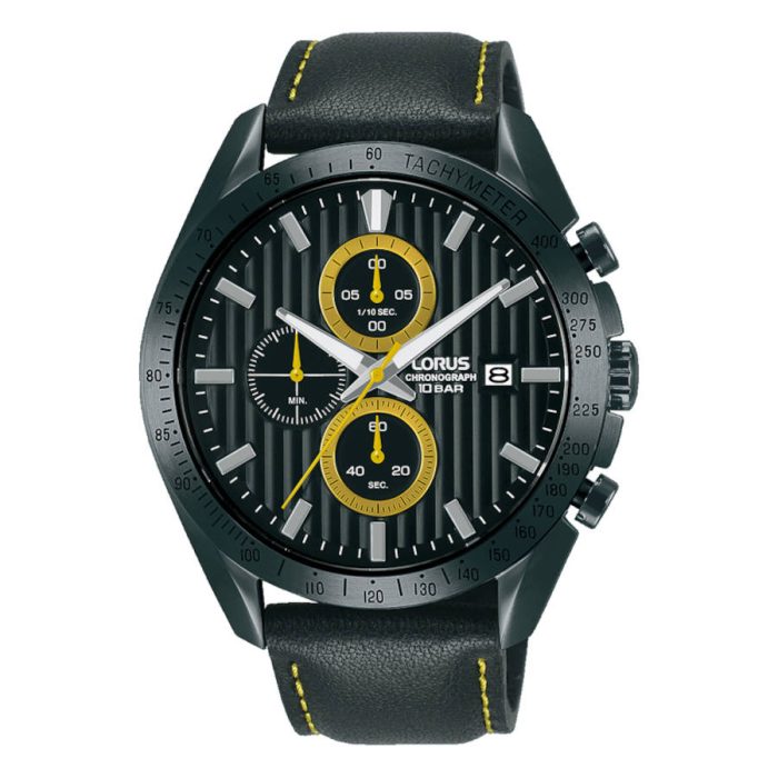 Lorus Sports Chronograph Black Leather Strap RM309HX9