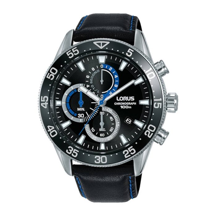 Lorus Sports Chronograph Black Leather Strap RM343FX9