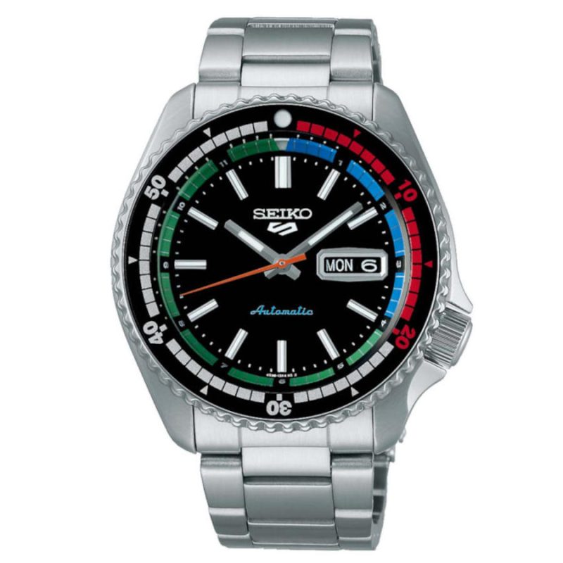 Seiko 5 Sports The 'New Regatta Timer' Retro Colour Collection Automatic Silver Stainless Steel Bracelet SRPK13K1J