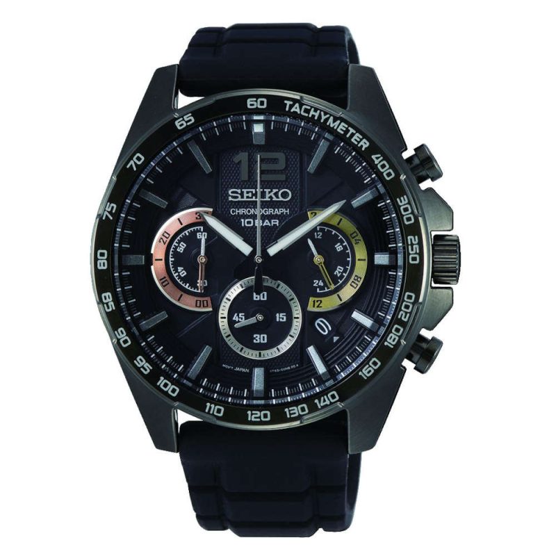 Seiko Conseptual Chronograph Black Silicone Strap SSB349P1