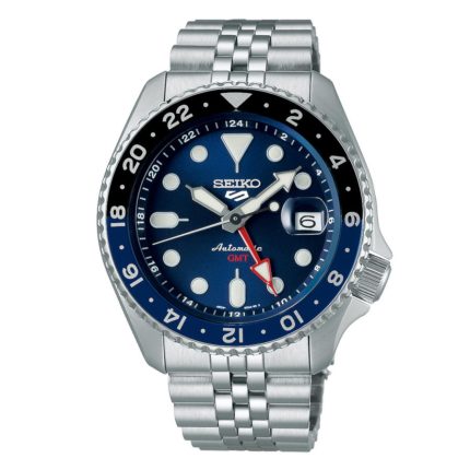 Seiko 5 Sports "Blueberry" GMT SKX Re-Interpretation Automatic Silver Stainless Steel Bracelet SSK003K1