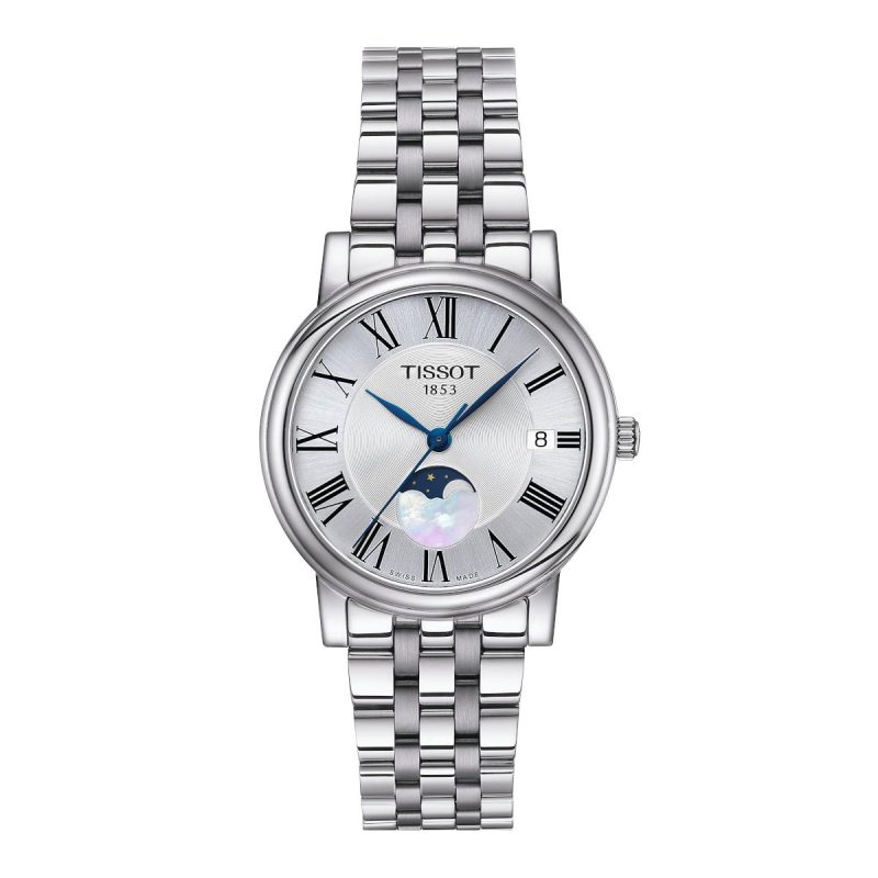 Tissot T-Classic Carson Premium Lady Moonphase Silver Stainless Steel Bracelet T1222231103300