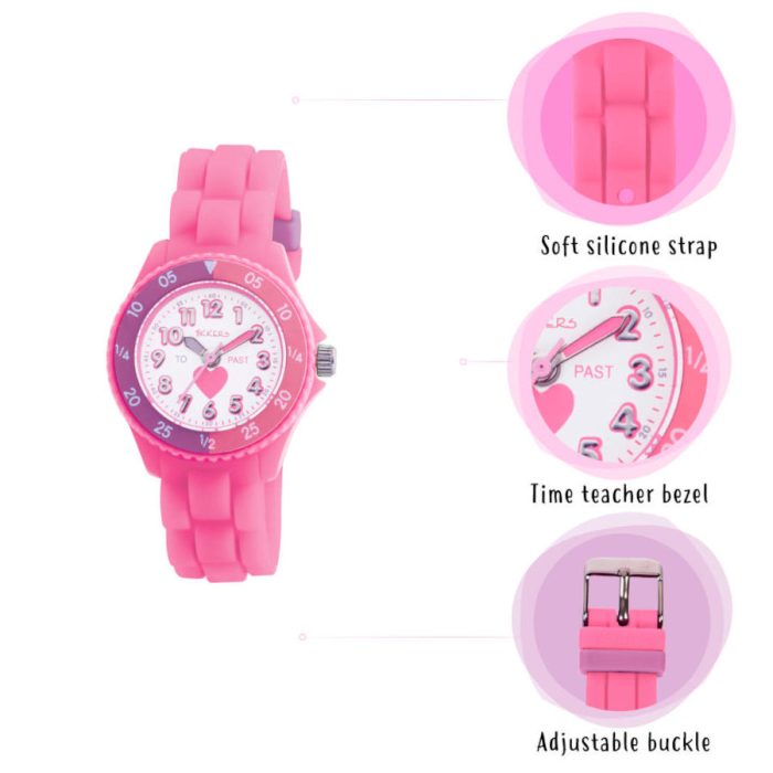 Tikkers Heart Pink Silicone Strap TK0003