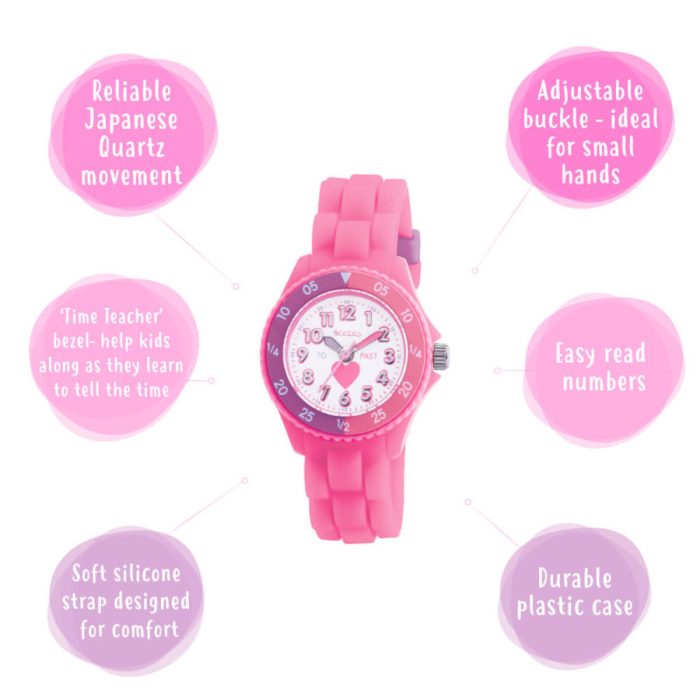 Tikkers Heart Pink Silicone Strap TK0003