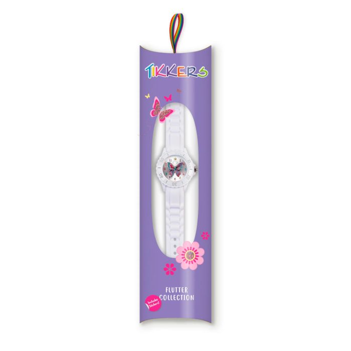 Tikkers Butterfly White Silicone Strap TK0052