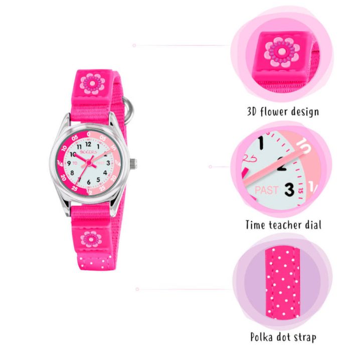 Tikkers Flower Pink Fabric Strap TK0119