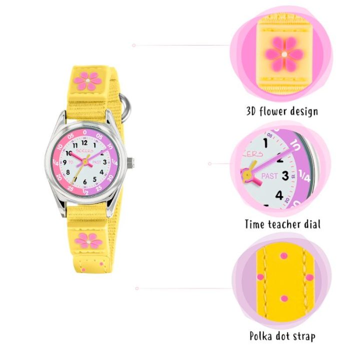 Tikkers Flower Yellow Fabric Strap TK0155