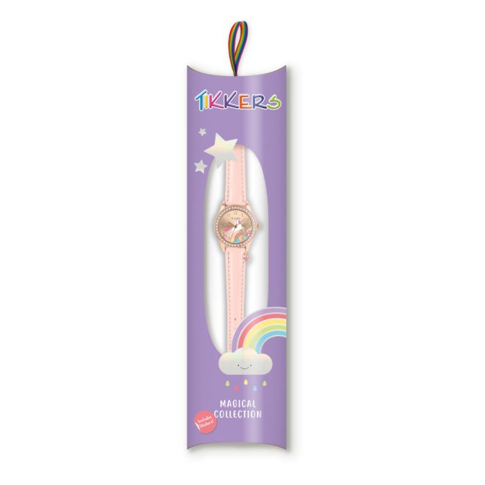 Tikkers Unicorn Crystals Pink Leather Strap TK0201