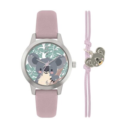 Tikkers WWF Koala Purple Leather Strap & Koala Charm Bracelet Gift Set TKWWF001