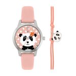 Tikkers WWF Panda Pink Leather Strap & Panda Charm Bracelet Gift Set TKWWF002