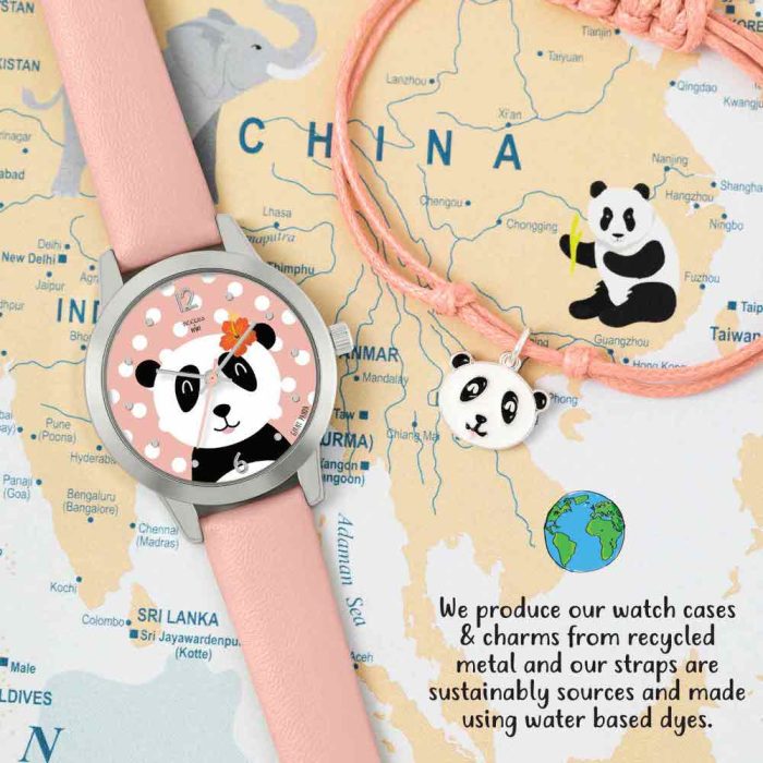 Tikkers WWF Panda Pink Leather Strap & Panda Charm Bracelet Gift Set TKWWF002