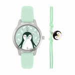 Tikkers WWF Penguin Turquoise Leather Strap & Penguin Charm Bracelet Gift Set TKWWF004