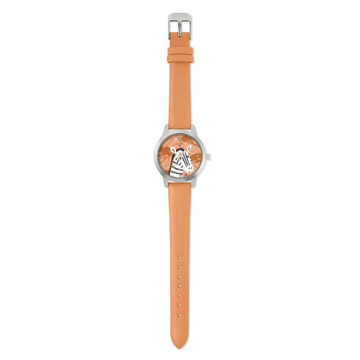 Tikkers WWF Zebra Orange Leather Strap TKWWF006