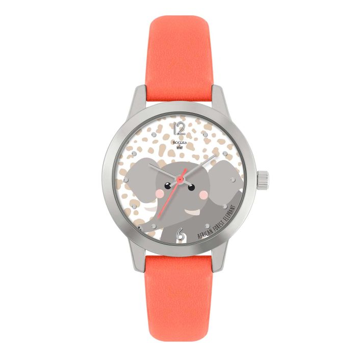 Tikkers WWF Elephant Orange Leather Strap TKWWF007