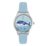 Tikkers WWF Blue Whale Light Blue Leather Strap TKWWF009