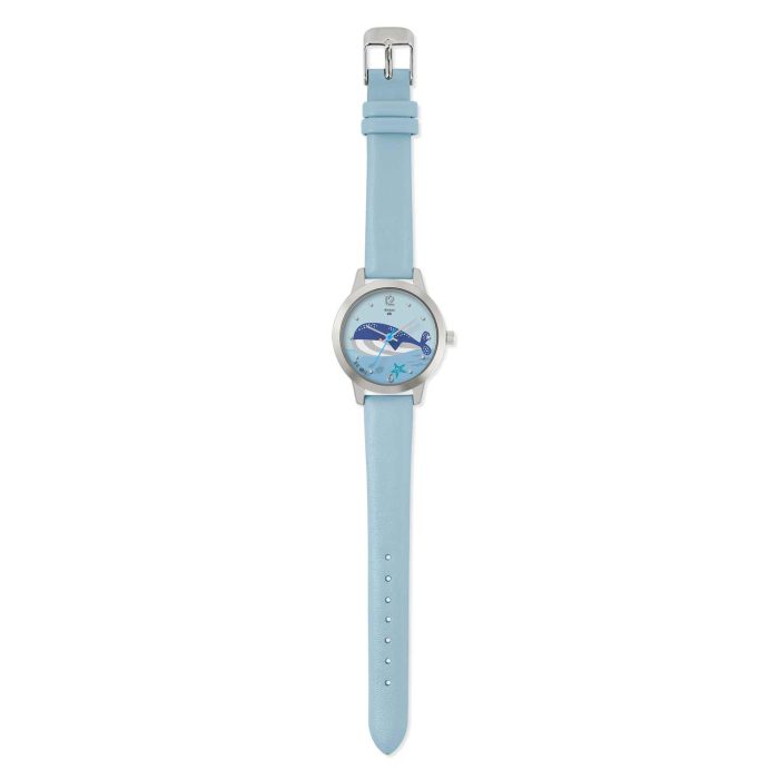 Tikkers WWF Blue Whale Light Blue Leather Strap TKWWF009