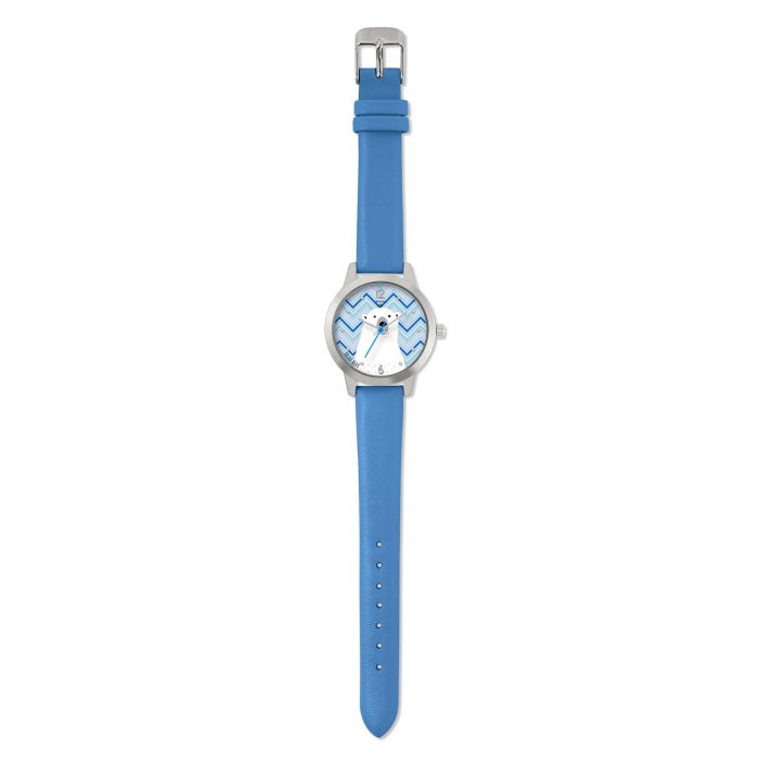 Tikkers WWF Polar Bear Blue Leather Strap TKWWF010