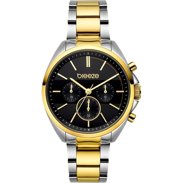 BREEZE GLOWRAIDER TWO TONE STAINLESS STEEL BRACELET CHRONOGRAPH