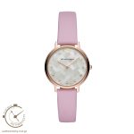 EMPORIO ARMANI KAPPA CRYSTALS ROSE GOLD STAINLESS STEEL PINK LEATHER STRAP