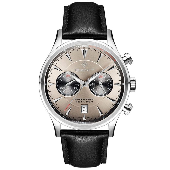 GANT SPENCER CHRONOGRAPH STAINLESS STEEL BLACK LEATHER STRAP