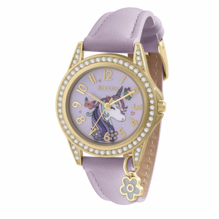 Tikkers Unicorn Crystals Purple Leather Strap Gift Set ATK1106